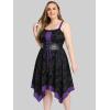 ROSE GAL Plus Size Women Goth Vintage Layered Handkerchief Corset Dress(Purple_1)
