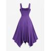 ROSE GAL Plus Size Women Goth Vintage Layered Handkerchief Corset Dress(Purple_1)