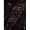 ROSE GAL Plus Size Women Gothic 2pcs T-Shirt Set Skull Mesh Long Sleeve Swing Top and Ribbe Knit Camis Goth Tops(Black)