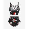 ROSE GAL Plus Size Women Gothic Bathing Suit High Waisted Underwire Push Up Bikini Set Goth Two Piece Swimsuits(Black)