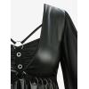 ROSE GAL Plus Size Women Gothic Halloween Costume Coated Handkerchief Hem Chiffon Bell Sleeve Goth Swing Top(Black)