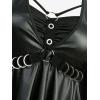 ROSE GAL Plus Size Women Gothic Halloween Costume Coated Handkerchief Hem Chiffon Bell Sleeve Goth Swing Top(Black)