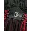 ROSE GAL Plus Size Women Gothic Halloween Costume Two Tone Lace-up Layered Handkerchief Hem Bell Sleeve Goth Top(Black)