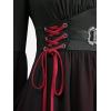 ROSE GAL Plus Size Women Gothic Halloween Costume Two Tone Lace-up Layered Handkerchief Hem Bell Sleeve Goth Top(Black)