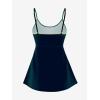 ROSE GAL Plus Size Women Gothic Tummy Control Modest Tankini Swimsuit Mermaid Print Boyleg Padded Tankini Swimwear(Blue_1)