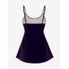 ROSE GAL Plus Size Women Gothic Tummy Control Modest Tankini Swimsuit Mermaid Print Boyleg Padded Tankini Swimwear(Purple_1)