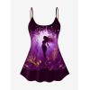 ROSE GAL Plus Size Women Gothic Tummy Control Modest Tankini Swimsuit Mermaid Print Boyleg Padded Tankini Swimwear(Red_1)