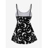 ROSE GAL Plus Size Women Gothic Tummy Control Modest Tankini Swimsuit Sun Moon Boyleg Padded Tankini Swimwear(Black_1)