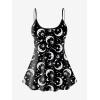 ROSE GAL Plus Size Women Gothic Tummy Control Modest Tankini Swimsuit Sun Moon Boyleg Padded Tankini Swimwear(Black_1)