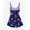 ROSE GAL Plus Size Women Gothic Tummy Control Modest Tankini Swimsuit Sun Moon Boyleg Padded Tankini Swimwear(Blue_1)