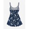 ROSE GAL Plus Size Women Gothic Tummy Control Modest Tankini Swimsuit Sun Moon Boyleg Padded Tankini Swimwear(Blue_2)