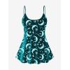 ROSE GAL Plus Size Women Gothic Tummy Control Modest Tankini Swimsuit Sun Moon Boyleg Padded Tankini Swimwear(Green_1)