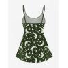 ROSE GAL Plus Size Women Gothic Tummy Control Modest Tankini Swimsuit Sun Moon Boyleg Padded Tankini Swimwear(Green_2)