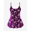 ROSE GAL Plus Size Women Gothic Tummy Control Modest Tankini Swimsuit Sun Moon Boyleg Padded Tankini Swimwear(Purple_1)