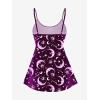 ROSE GAL Plus Size Women Gothic Tummy Control Modest Tankini Swimsuit Sun Moon Boyleg Padded Tankini Swimwear(Purple_1)