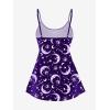 ROSE GAL Plus Size Women Gothic Tummy Control Modest Tankini Swimsuit Sun Moon Boyleg Padded Tankini Swimwear(Purple_2)