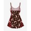 ROSE GAL Plus Size Women Gothic Tummy Control Modest Tankini Swimsuit Sun Moon Boyleg Padded Tankini Swimwear(Red_1)