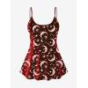 ROSE GAL Plus Size Women Gothic Tummy Control Modest Tankini Swimsuit Sun Moon Boyleg Padded Tankini Swimwear(Red_1)