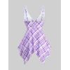 ROSE GAL Plus Size Women Gothic Two Piece Bathing Suit Skull Floral Print Plaid Tankini Swimsuit(Light Purple)