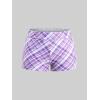 ROSE GAL Plus Size Women Gothic Two Piece Bathing Suit Skull Floral Print Plaid Tankini Swimsuit(Light Purple)