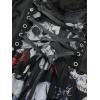 ROSE GAL Plus Size Women Halloween Costume T-Shirt Gothic Top Skull Mesh Lace Up Bell Sleeve Cold Shoulder Top(Black)