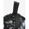 ROSE GAL Plus Size Women Halloween Costume T-Shirt Gothic Top Skull Mesh Lace Up Bell Sleeve Cold Shoulder Top(Black)
