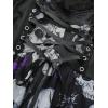 ROSE GAL Plus Size Women Halloween Costume T-Shirt Gothic Top Skull Mesh Lace Up Bell Sleeve Cold Shoulder Top(Purple)