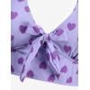 ROSE GAL Plus Size Women Heart Print High Waisted Contrast Whip Stitching Crisscross Back Bikini Set(Light Purple)