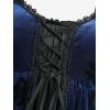 ROSE GAL Plus Size Women Lace-up Color Block Long Bell Sleeve Swing Top(Black)