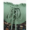 ROSE GAL Plus Size Women Medieval Renaissance Cold Shoulder Handkerchief Hem Lace-up 2 in 1 T-Shirt(Green)