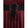ROSE GAL Plus Size Women Medieval Renaissance Underbust Corset Top(Red_1)
