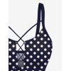 ROSE GAL Plus Size Women Polka Dot Print High Waisted Bikini Set Crisscross Tummy Control Bathing Suits(Deep Blue)