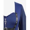 ROSE GAL Plus Size Women Renaissance Costume Victorian Medieval Fairy Bell Sleeves Irish Halloween Cosplay Dress(Deep Blue)