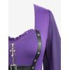 ROSE GAL Plus Size Women Renaissance Costume Victorian Medieval Fairy Bell Sleeves Irish Halloween Cosplay Dress(Purple)