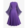ROSE GAL Plus Size Women Renaissance Costume Victorian Medieval Fairy Bell Sleeves Irish Halloween Cosplay Dress(Purple)