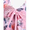 ROSE GAL Plus Size Women Tropical Two Piece Bathing Suit Floral Leaf Print Self-tie Modest Tankini Swimsuit(Pink)
