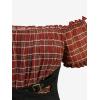 ROSE GAL Plus Size Women Vintage Plaid Dress Off The Shoulder Midi Swing Dress with Belt(Red)