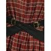 ROSE GAL Plus Size Women Vintage Plaid Dress Off The Shoulder Midi Swing Dress with Belt(Red)