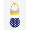 ROSE GAL Plus Size Women Vintage Retro Polka Dot High Waisted Underwire Push Up Bikini Set Halter Two Piece Swimsuits(Yellow)
