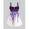 ROSE GAL Plus Size Womens Goth 2 Piece Tankini Swimsuit Backless Padded Cinched Ruffles V Neck Cut Skulls Briefs Tankini Set(Purple_1)