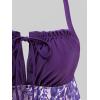 ROSE GAL Plus Size Womens Goth 2 Piece Tankini Swimsuit Backless Padded Cinched Ruffles V Neck Cut Skulls Briefs Tankini Set(Purple_1)