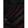 ROSE GAL Plus Size Womens Goth Cold Shoulder Corset Top Two Tone Ruffles Buckles Lace-up Underbust T-shirt(Black_1)