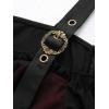 ROSE GAL Plus Size Womens Goth Cold Shoulder Corset Top Two Tone Ruffles Buckles Lace-up Underbust T-shirt(Black_1)