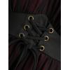 ROSE GAL Plus Size Womens Goth Cold Shoulder Corset Top Two Tone Ruffles Buckles Lace-up Underbust T-shirt(Black_1)