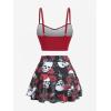 ROSE GAL Plus Size Womens Gothic Three Piece Bikini Set Swimsuit Padded 3 Piece Tummy Control Skirted Bathing Suits(Red_1)