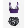 ROSE GAL Plus Size Womens Gothic Two Piece Bikini Swimsuit Bowknot Padded Bikini Set(Purple_1)