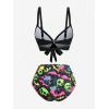 ROSE GAL Plus Size Womens Gothic Two Piece Bikini Swimsuit Crisscorss Padded Bikini Set(Black_1)