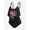 ROSE GAL Plus Size Womens Gothic Two Piece Tankini Swimsuts Skulls Tankini Set(Black_1)