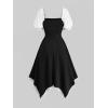 ROSE GAL Plus Size Womens Medieval Renaissance Ren Fairies Dress Square Neck Puff Sleeves Ruffles Dress(Black_1)