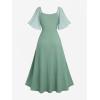 ROSE GAL Plus Size Womens Renaissance Fairy Dress Cottagecore Flutter Sleeve Ruffles Tie Butterfly Sleeves Dress(Green_1)